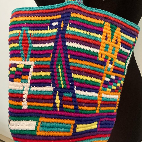Vintage 90s Embroidered Guatemalan Textile Maya Mexico Art Purse Bag Birds - Picture 3 of 9
